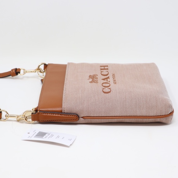 New Coach Kitt Horse and Carriage Jacquard and Leather Crossbody Bag Amber - Picture 9 of 13